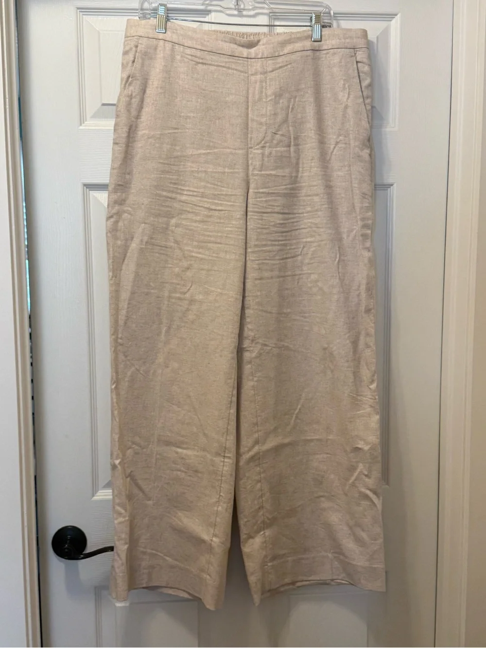 Banana Republic Hayden Neutral Beige Wide-Leg Linen Pants